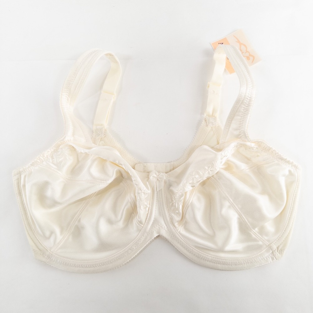Aviana Bra Sz 38E Ivory Floral Embroidered Full Figure Comfort Strap Style 2455